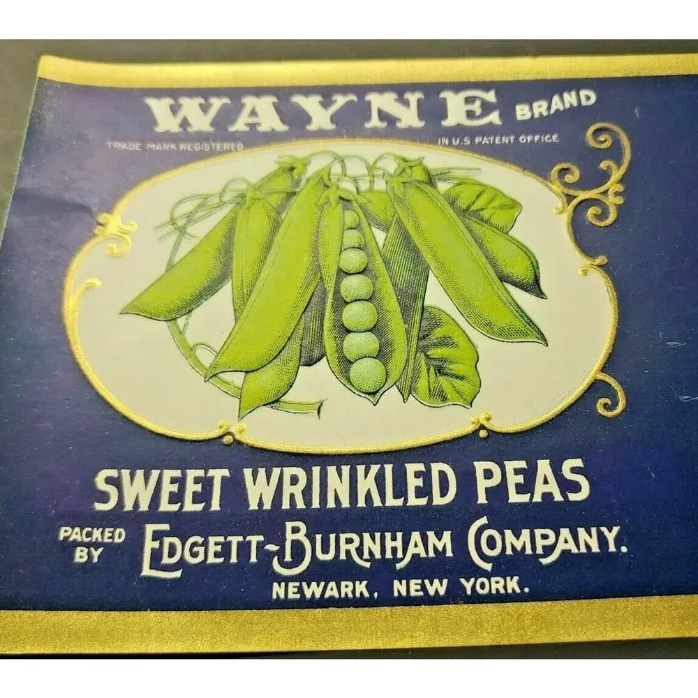 Vintage‎ Wayne Brand Sweet Peas Edgett Burnham Co New York 1940s Can Label Z2